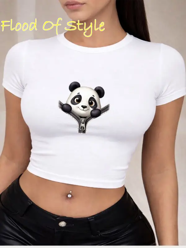 Beyaz Babby Tee panda Özel tasarım