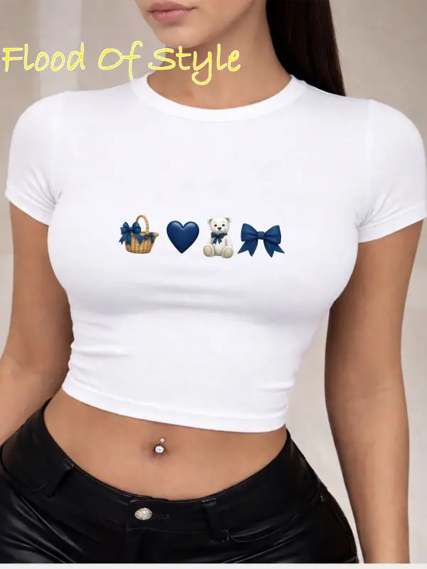 Beyaz Babby Tee sepet ayıcık kalp Özel tasarım