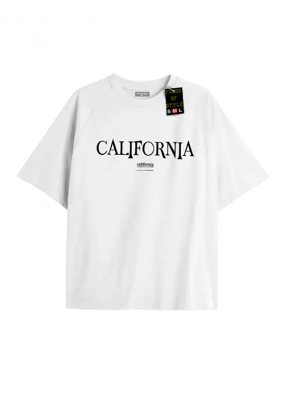 Beyaz Oversize T-shirt calıfonia Özel tasarım