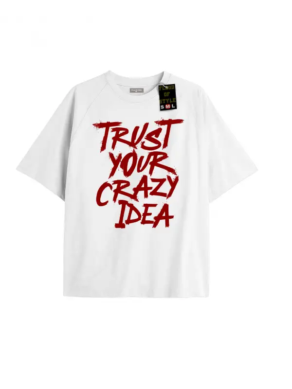 Beyaz Oversize T-shirt çılgın Özel tasarım