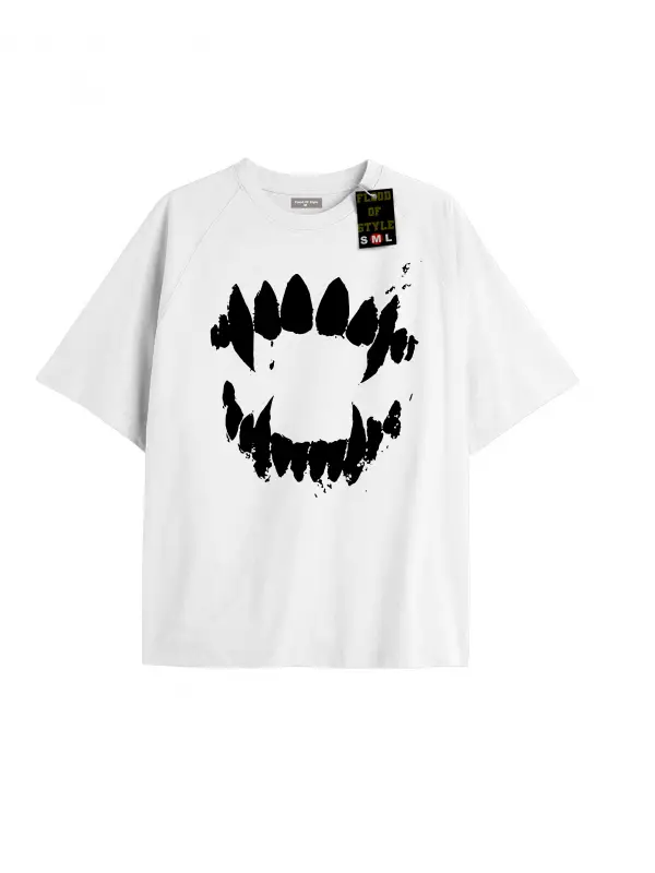 Beyaz Oversize T-shirt diş Özel tasarım