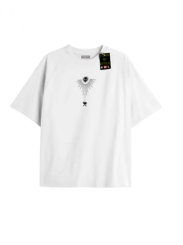 Beyaz Oversize T-shirt göz tasarım Özel tasarım