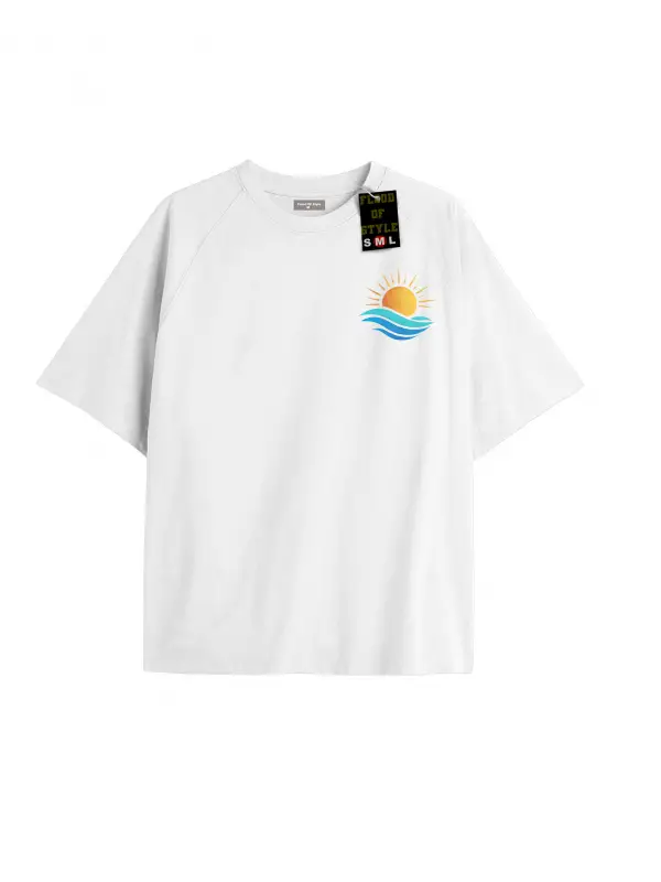 Beyaz Oversize T-shirt güneş minimal Özel tasarım
