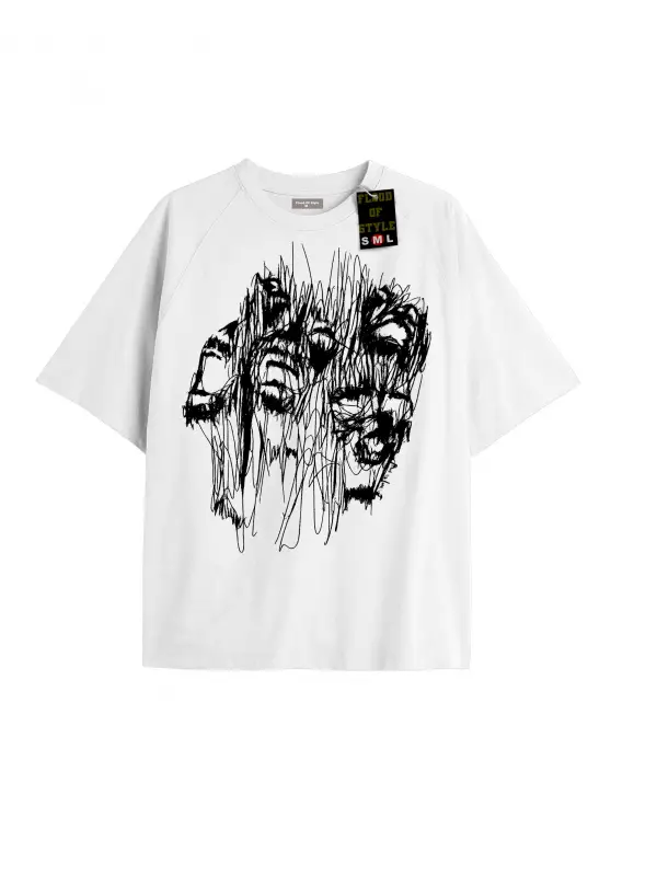 Beyaz Oversize T-shirt hayaletyüzler Özel tasarım