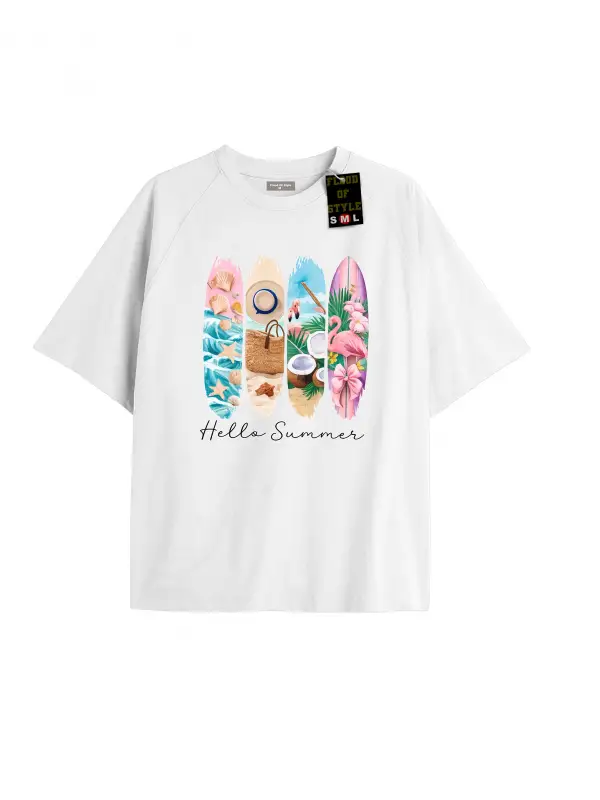 Beyaz Oversize T-shirt helosummer Özel tasarım