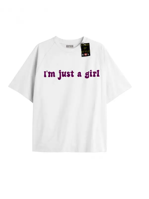 Beyaz Oversize T-shirt ımjustagirl Özel tasarım