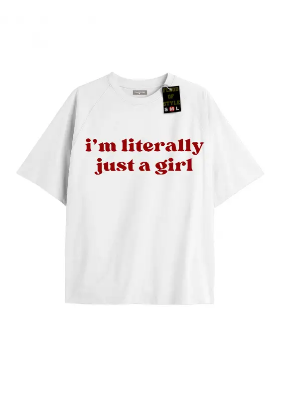 Beyaz Oversize T-shirt ımliterallyjustagirl Özel tasarım