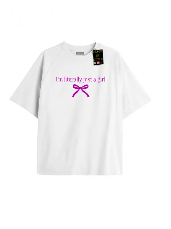 Beyaz Oversize T-shirt ımliterallyjustagirll Özel tasarım