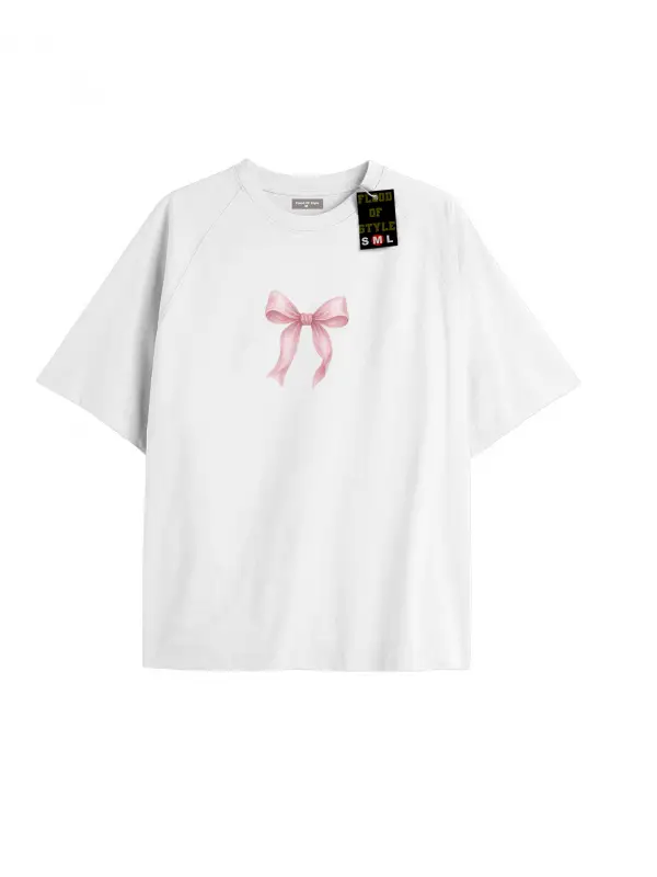 Beyaz Oversize T-shirt kurdale minimal Özel tasarım