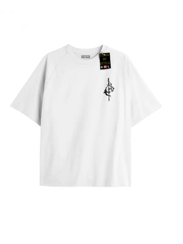 Beyaz Oversize T-shirt minimal balık Özel tasarım