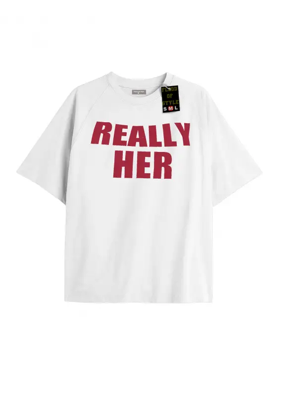Beyaz Oversize T-shirt reallyher Özel tasarım