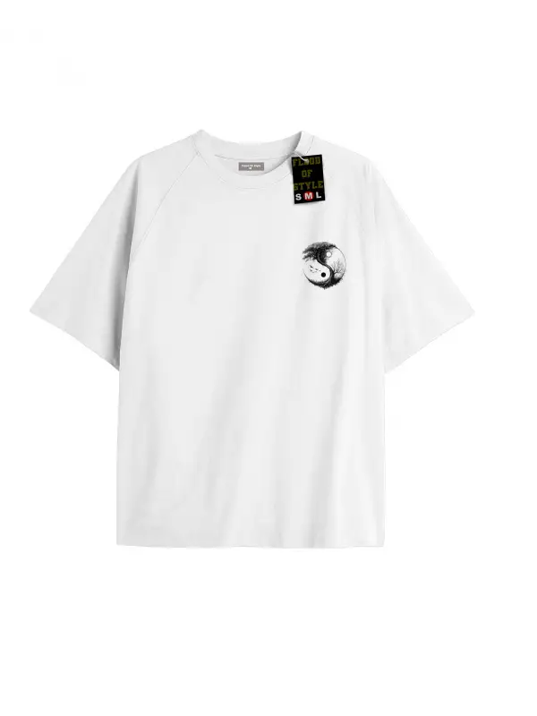 Beyaz Oversize T-shirt siyah beyaz Özel tasarım