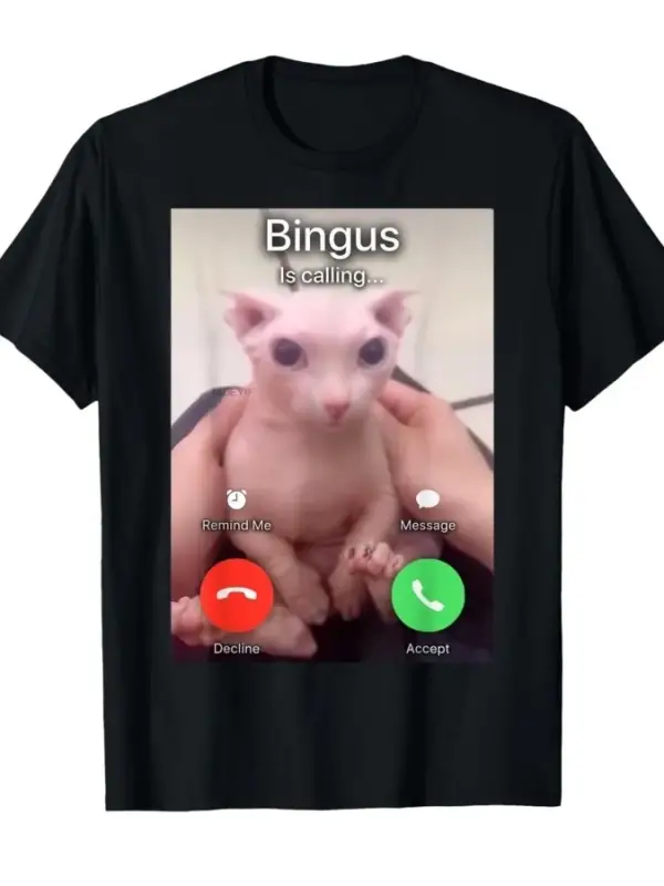 Bingus Meme Erkek Kadın Tişörtü %100 Pamuklu Tişört Kısa Kollu Üstler 0130-1