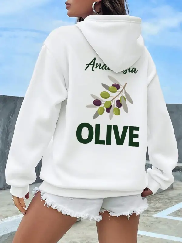 Birçok Endülüs Katı Baskılar Hoodie Kadın Kış Polar Sıcak Kazak Rahat Cep Kazak Temelleri Gev