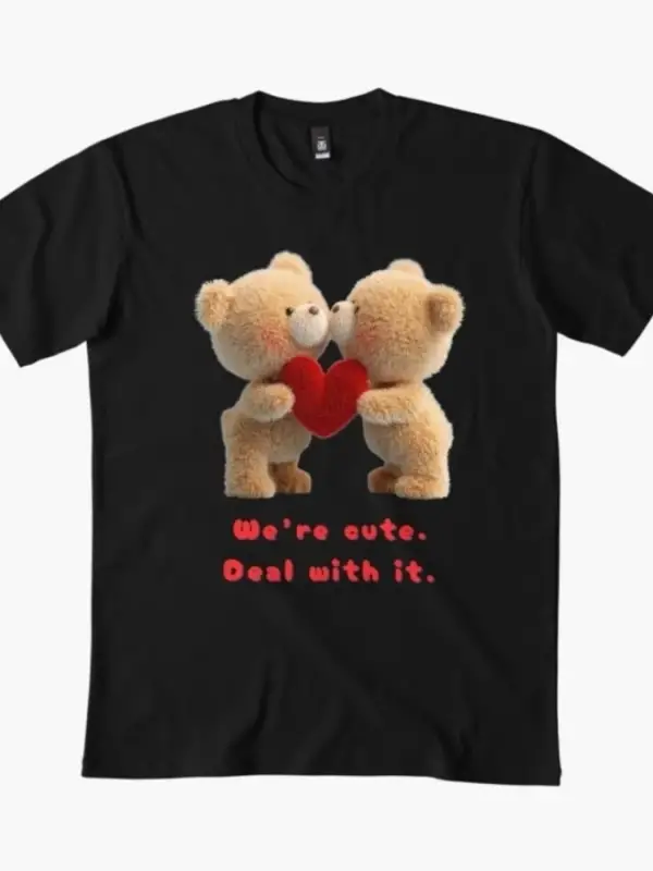 Biz sevimliiz! Deal with it Erkek Kadın Tişörtü %100 Pamuklu Tişörtler 3XS-3XL Üstler 1224-3