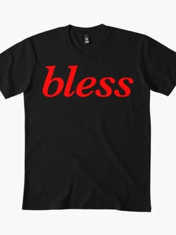bless in Red Typographic T-shirt Erkekler Kadınlar için %100 Pamuklu Tişörtler Kısa Kollu Üst