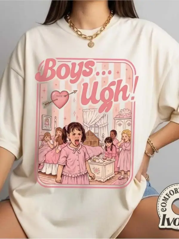 Boys Ugh Meme T-shirt Erkekler Kadınlar için %100 Pamuklu Tişörtler Kısa Kollu Üstler 0202-3