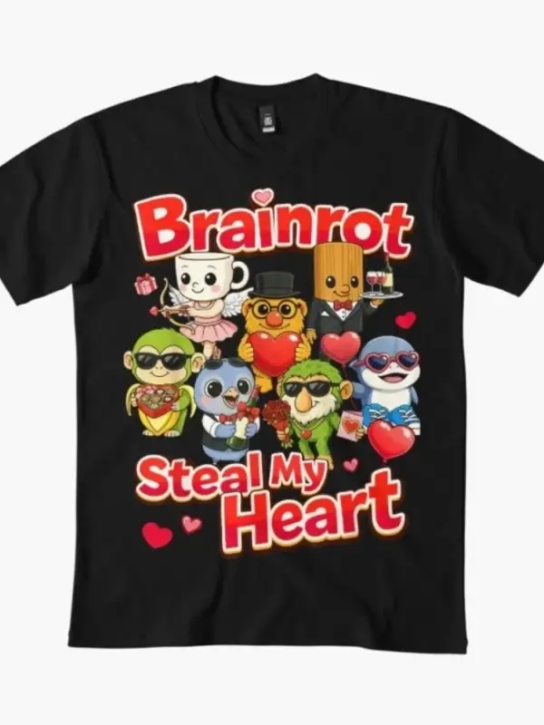 Brainrot Steal My Heart Çocuk T-shirt Erkek Kadın % 100% Pamuklu Tişörtler Kısa Kollu Üstler