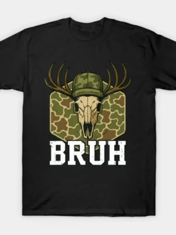 Bruh Camo Geyik Kafatası Avcılık Kap Erkek Genç T-shirt Erkekler Kadınlar Için % 100% Pamuk T