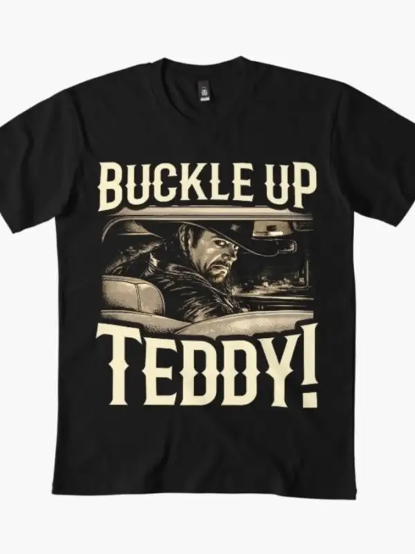 Buckle up Teddy T-shirt Erkekler Kadınlar için %100 Pamuklu Tişörtler Kısa Kollu Üstler 1231-