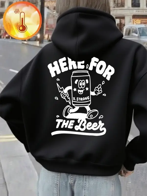 Burada Bira İçin Baskılı Kapüşonlu Üstler Bayanlar Kışlık Polar Sıcak Sweatshirtler Günlük Ce