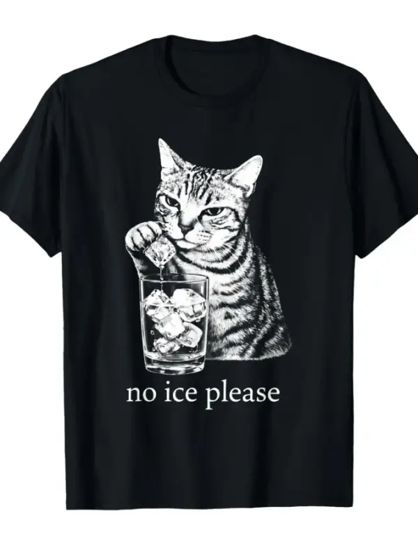 Buz Yok Lütfen Komik Kedi Memesi Kedi Severler İçin Hediye Tişört Erkek Kadın %100 Pamuk Tişö