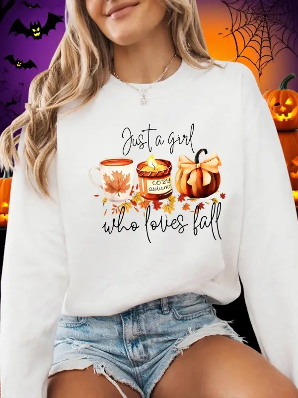 Cadılar bayramı Kazak Kadın Kız Sonbaharı Seven Kabak Baskılı Kapüşonlular Crewneck Gevşek Po