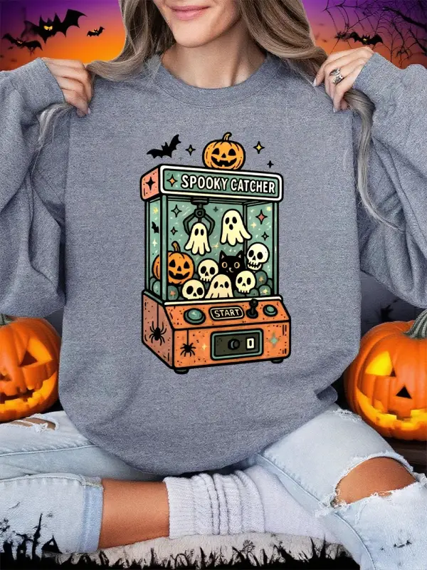 Cadılar bayramı Temalı Bebek Makinesi Baskılar Tişörtü Kadın Gevşek Temelleri Hoodie Polar Sı