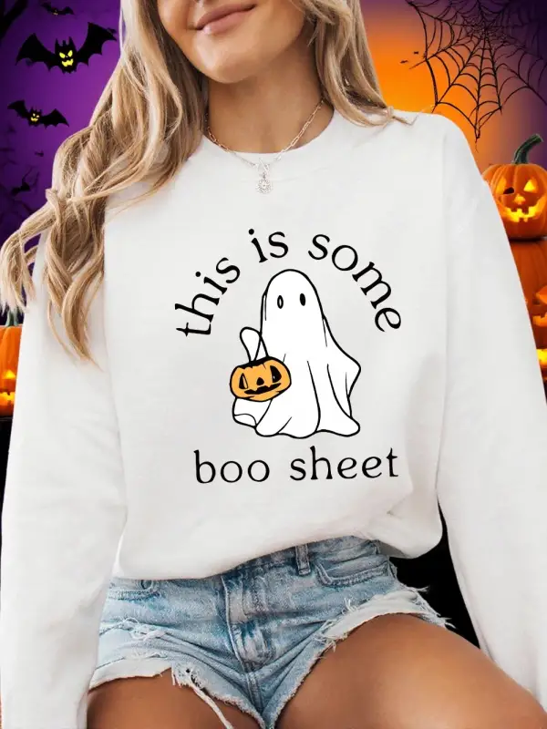 Cadılar Bayramı Tişörtleri Kadınlar İçin Bazı Boo Sheet Hayalet Baskılı Kapüşonlular Gevşek P