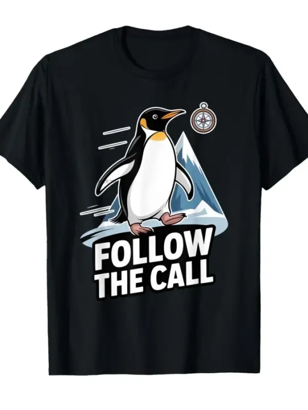 Çağrıya Takip Edin Penguen Meme Varoluşsal Mizah Erkekler Kadınlar için T-shirt % 100% Pamukl
