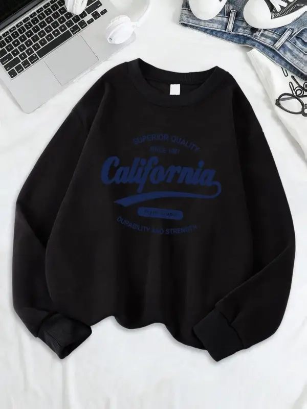 California Dayanıklılık Ve Gücü Baskılar Kazak Kadın Polar Sıcak Temelleri Hoodie Crewneck Ge