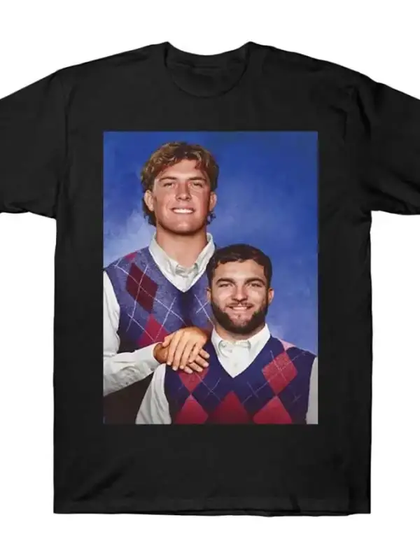 Cam Skattebo ve Jaxson Dart Step Brothers New York Futbol Taraftarı T-shirt Erkekler Kadınlar