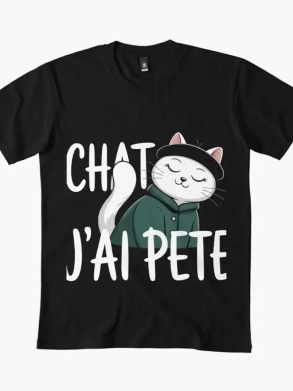 Chat, J_Ai Pété Fransız Kedisi Osurdu Komik Meme Tişörtü Erkekler Kadınlar İçin %100 Pamuklu