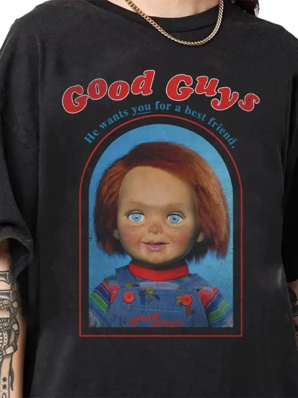 Chucky Erkekler Chucky Çocuk Oyunları Good Guys T-shirt Erkekler Kadınlar Için % 100% Pamuk T