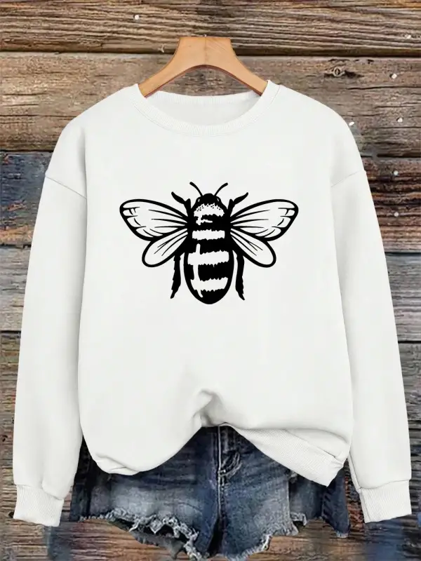 Clumsy Beesprinting Tişörtü Bayan Sonbahar Kış Rahat Kapüşonlular Polar Sıcak Bisiklet Yaka K