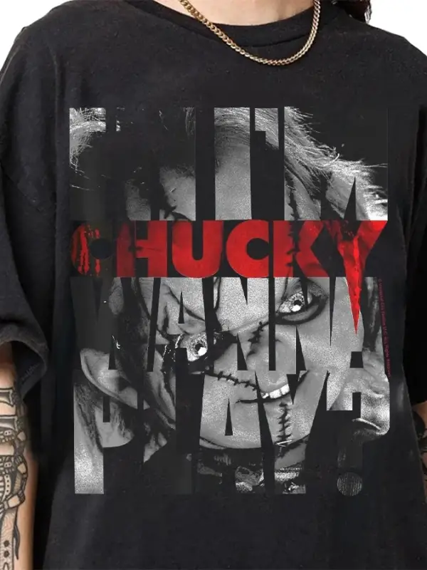 Çocuk Oyuncağı Merhaba Ben Chuckyyim Oynamak İstiyorum Yazılı Tişört Erkek Kadın %100 Pamuk