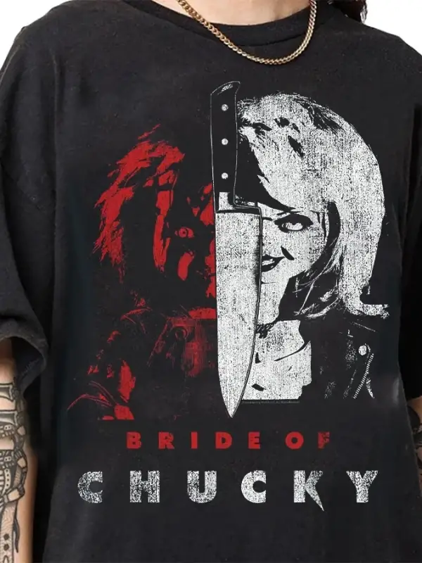 Çocuk Oyunu Chuckynin Gelini Bölünmüş Portre T-shirt Erkekler Kadınlar Için % 100% Pamuk T S