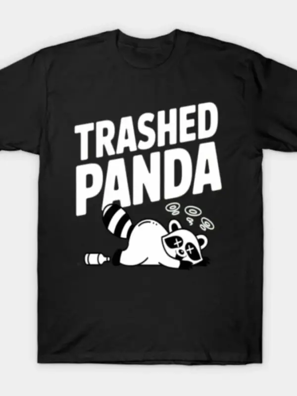 Çöp Kutusunda Panda Sarhoş Rakun Parti Hayvanı T-shirt Erkekler Kadınlar Için % 100% Pamuk T
