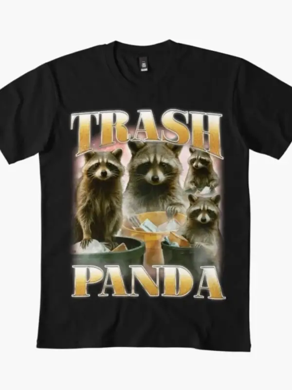 Çöp Panda Rakun Erkek Kadın Tişörtü %100 Pamuklu Tişörtler Kısa Kollu Üstler 1231-3