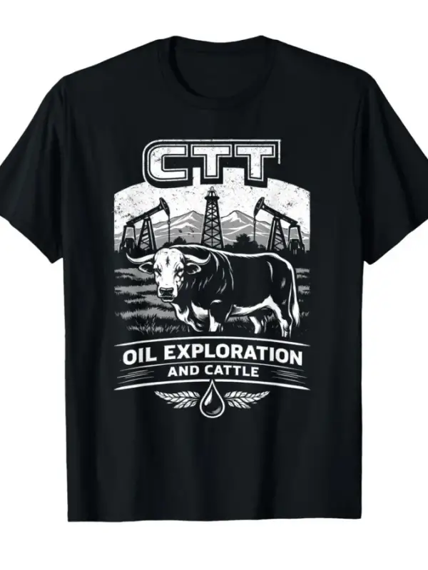 CTT Petrol Arama ve Sığır Komik Çiftlik Endüstrisi Erkek Kadın T-shirt % 100% Pamuklu Tişörtl