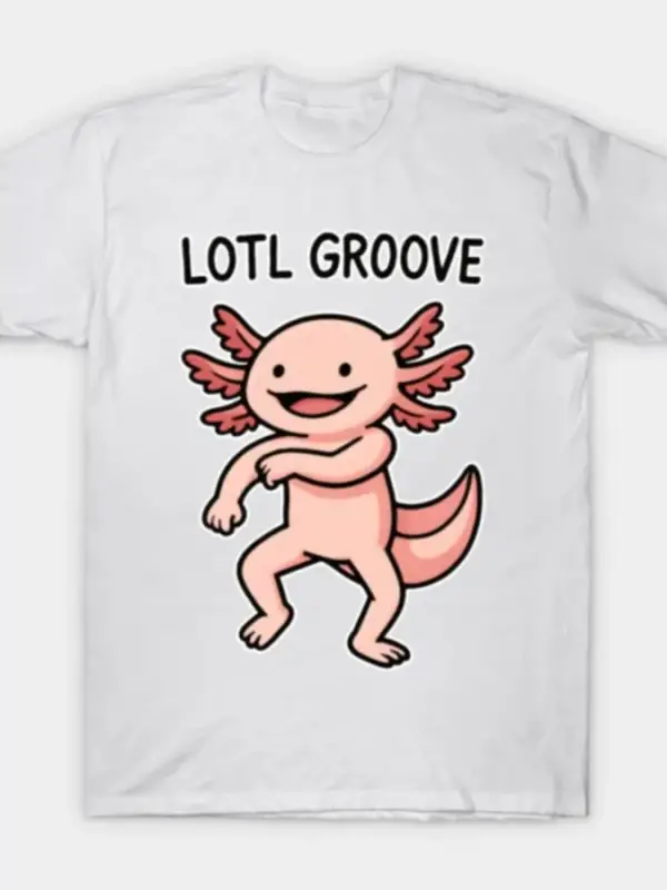 Dans Eden Axolotl — Erkekler Kadınlar İçin “Lotl Groove” Tişörtü %100 Pamuklu Tişörtler Kısa