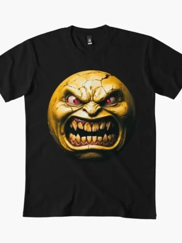 Dee-Real Smiley Angry T-shirt Erkekler Kadınlar Için % 100% Pamuklu Tişörtler Kısa Kollu Üstl