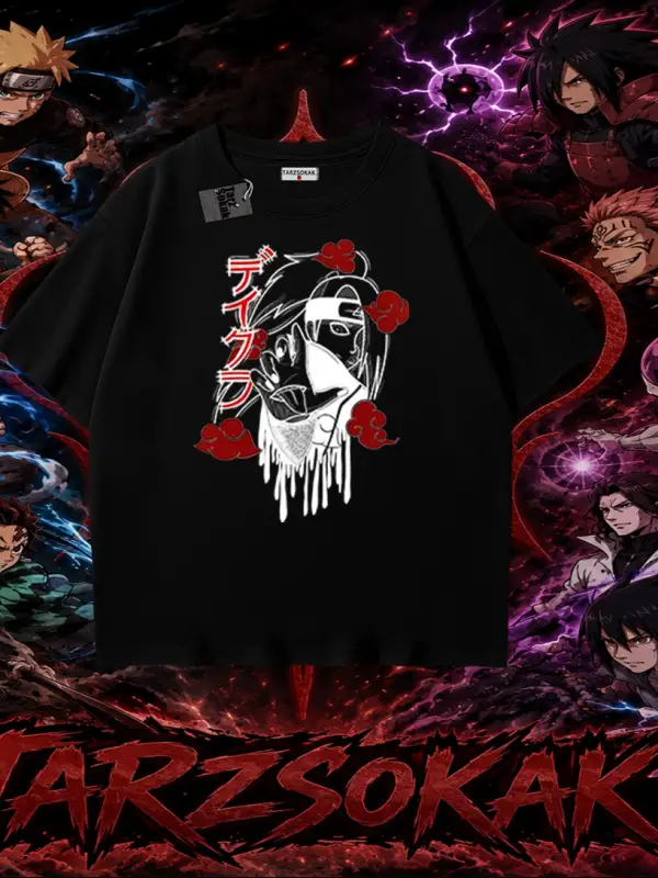 Deidara Naruto Anime Karakteri Oversize Unisex Tişört Beyaz