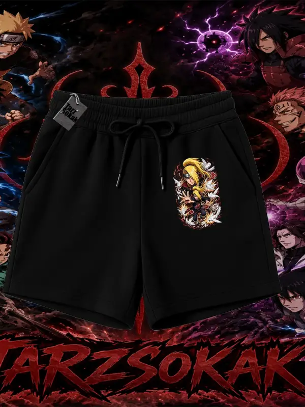 Deidara Naruto Anime Karakteri Unisex Şort Beyaz