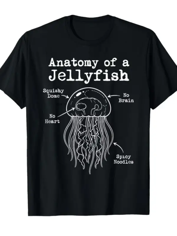 Denizanasının anatomisi baharatlı erişte komik deniz biyolojisi tişört erkekler kadınlar için