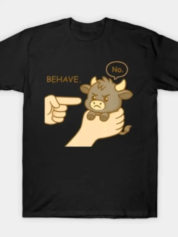 Dishonest Cow Cow Behave No Karikatür T-shirt Erkekler Kadınlar Için % 100% Pamuklu T Shirt K