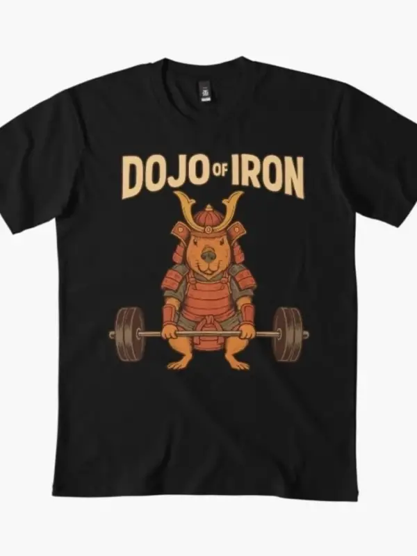 Dojo of iron capybara T-shirt Erkekler Kadınlar için % 100% Pamuklu Tişörtler Kısa Kollu Üstl
