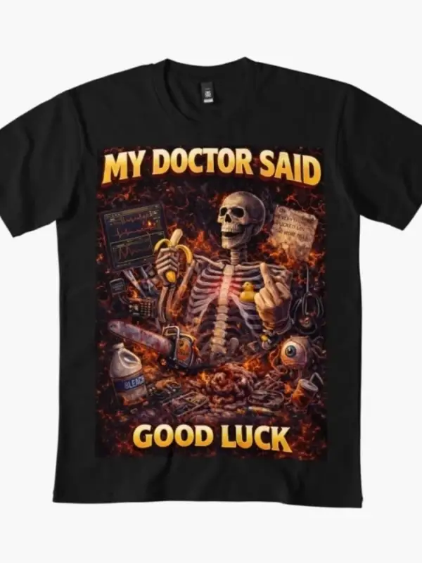 Doktorum İyi Şanslar Dedi Erkek Kadın Tişörtü %100 Pamuklu Tişörtler Kısa Kollu Üstler 0102-3