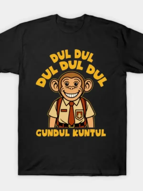 Dul Dul Dul Dul Gundul Kuntul Komik Maymun İtalyan Beyin Çürümesi Meme Erkek Tişörtü %100 Pam