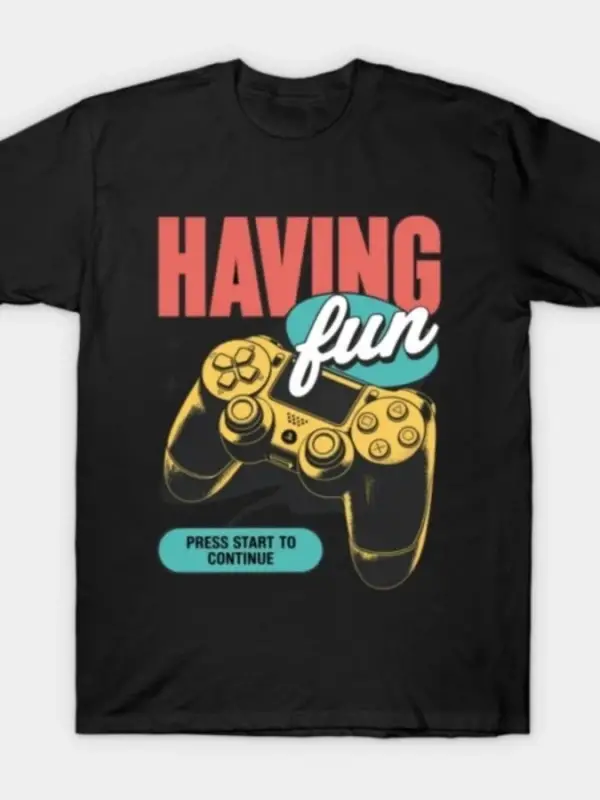 Eğlenceli Atari Oyunu Denetleyicisi Görünümlü Erkekler Kadınlar İçin %100 Pamuklu Tişört Kısa